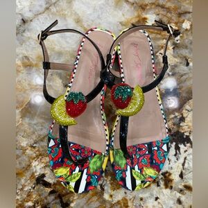 Betsey Johnson beaded fruit sandals size 10